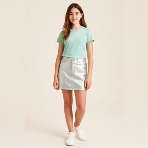 Luv Betsey Tween Metallic Foil Silver Skirt Size 14/16 by Betsey Johnson NWT